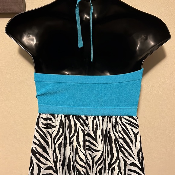 Blue knit / zebra halter dress - Picture 3 of 3